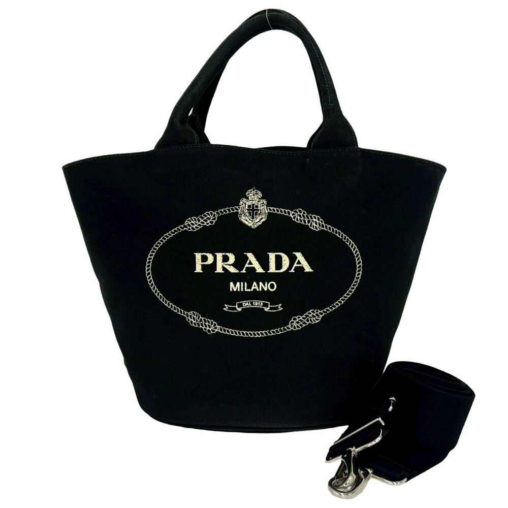 PRADA Black Canvas Shoulder Bag - Picture 1 of 10
